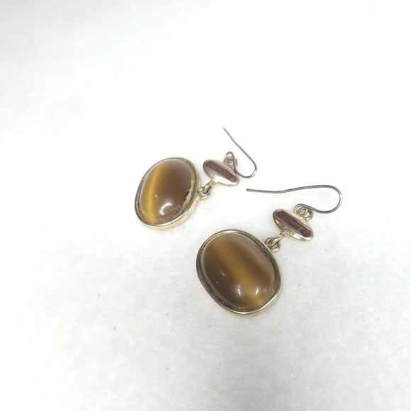 Gold Tan Bead Pierced Earrings - Picture 3 of 7